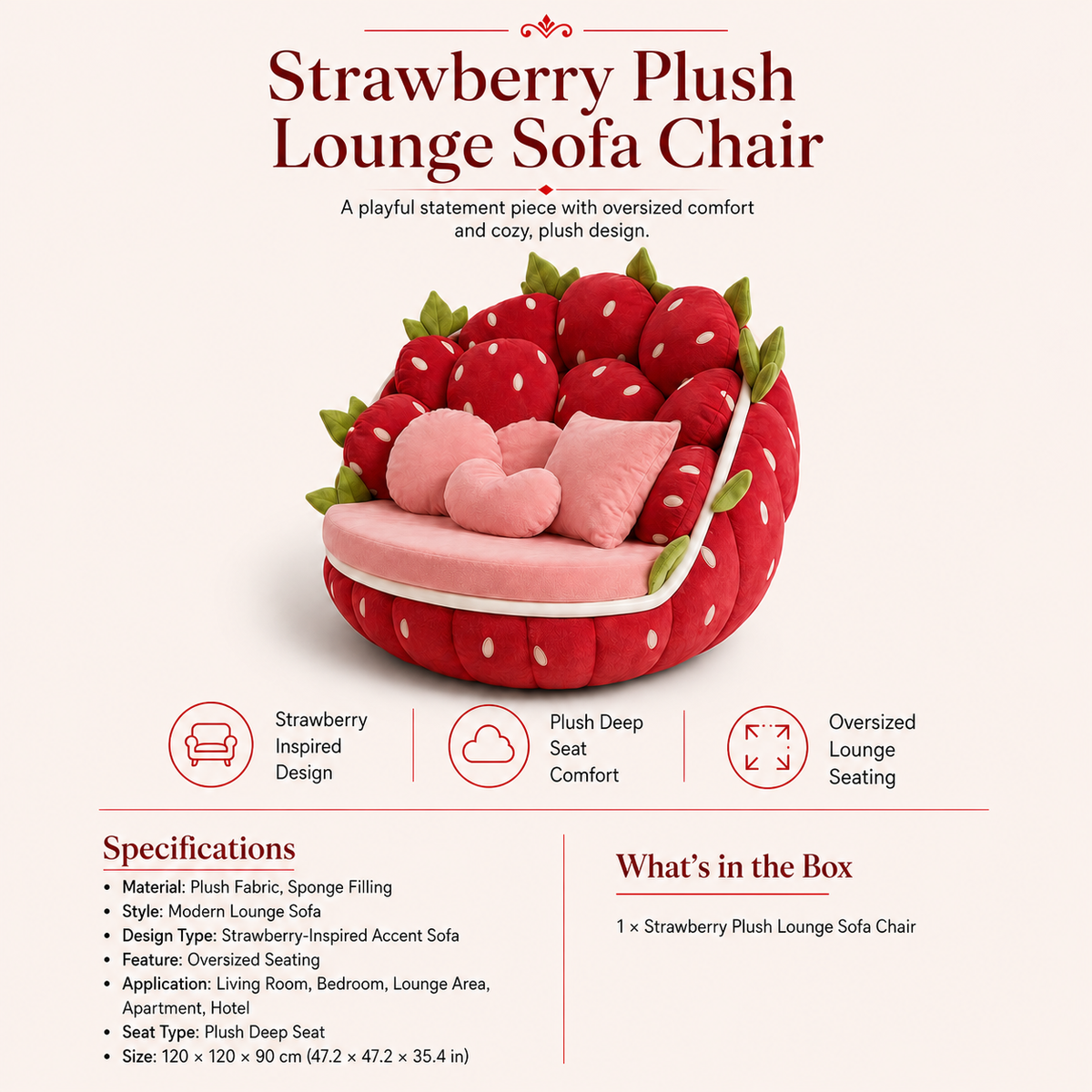 Strawberry Plush Lounge Sofa Chair