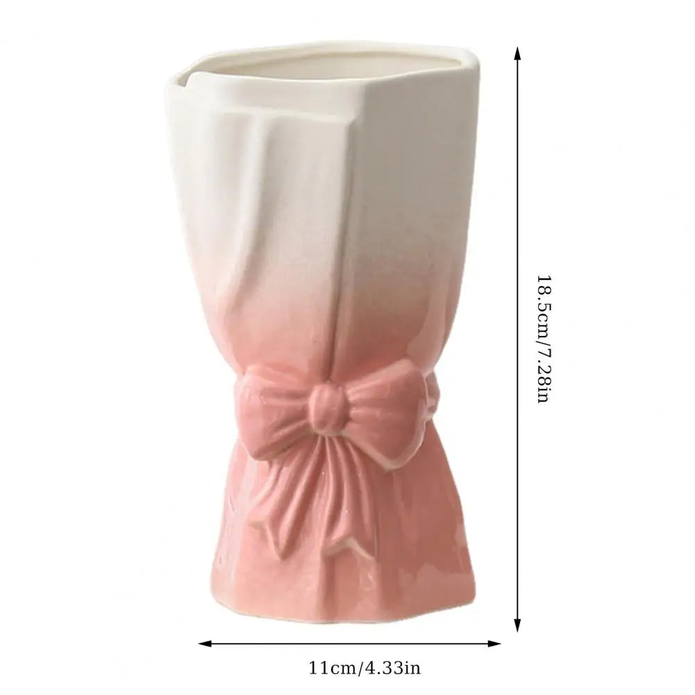 Ribbon Bow Ceramic Tabletop Flower Vase