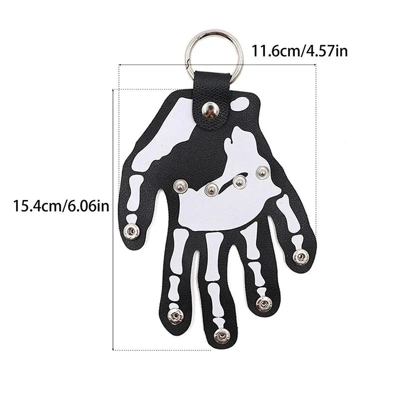 Gothic Skeleton Hand Leather Belt Clip Keychain