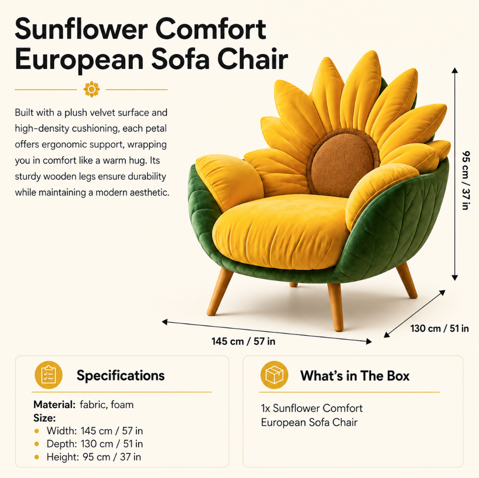 Sunflower Comfort European Sofa Chair