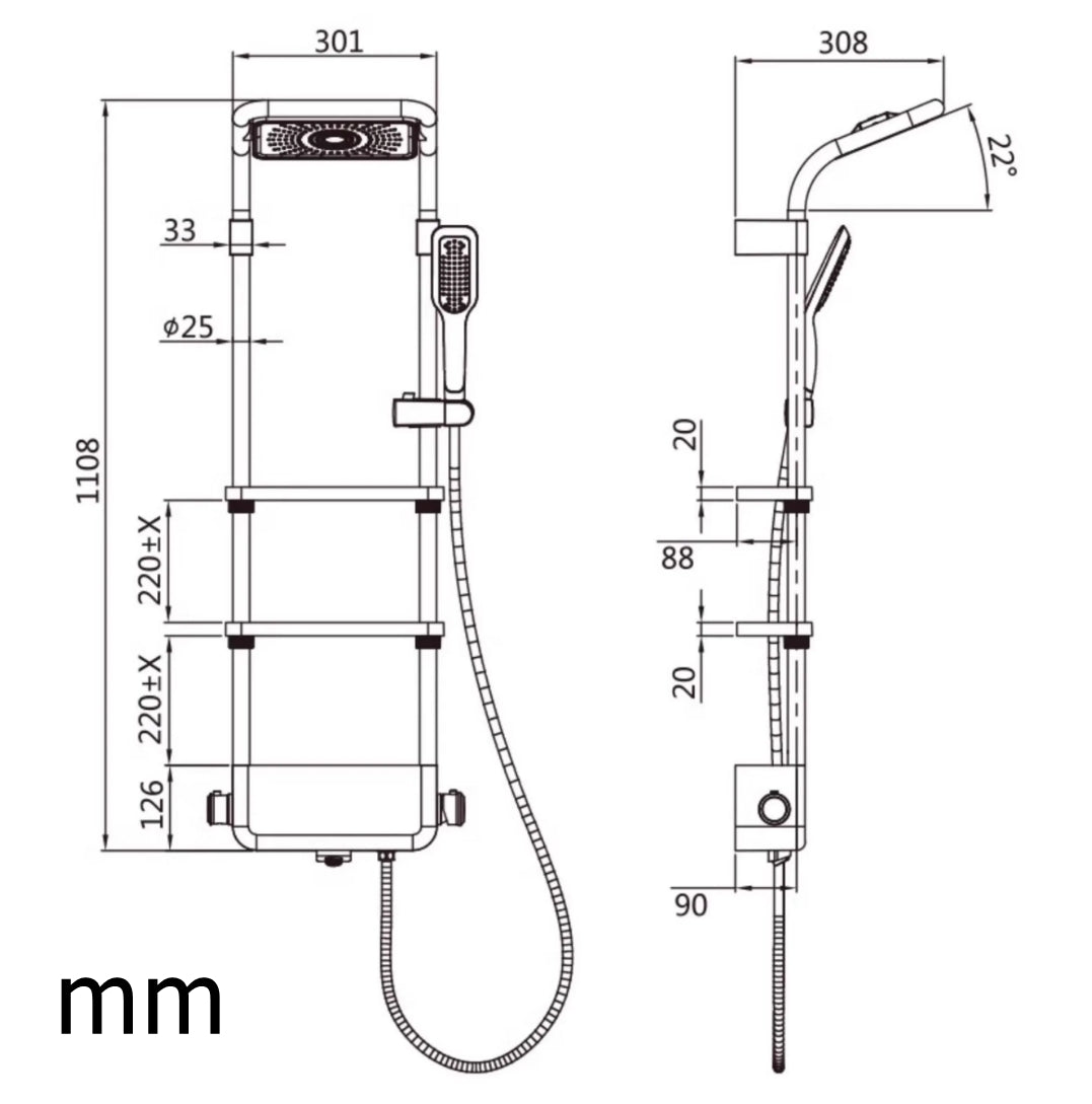 Illumina Spa Luxury European LED Shower Set