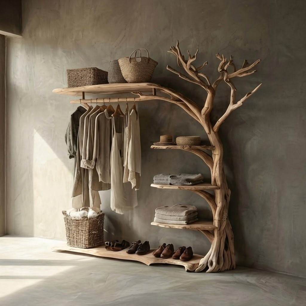 Sculptural Tree Branch Wardrobe Display Storage Rack