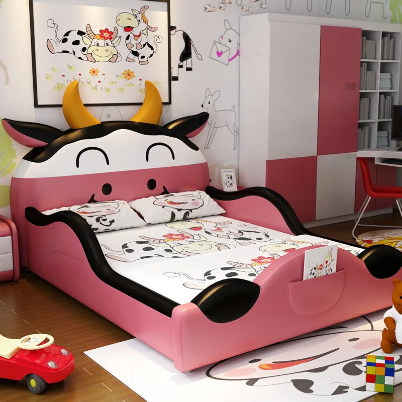 Cute Cow Design Cartoon Playful Kids Bed