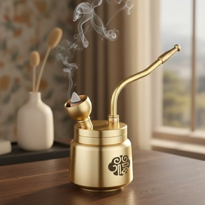Artisan Brass Pipe Aromatherapy Incense Burner