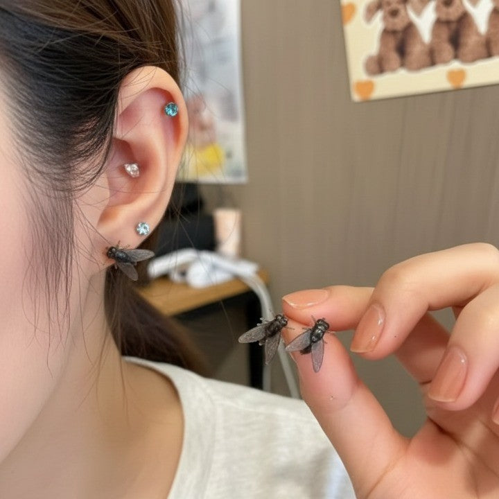 Realistic Fly Abstract Earrings
