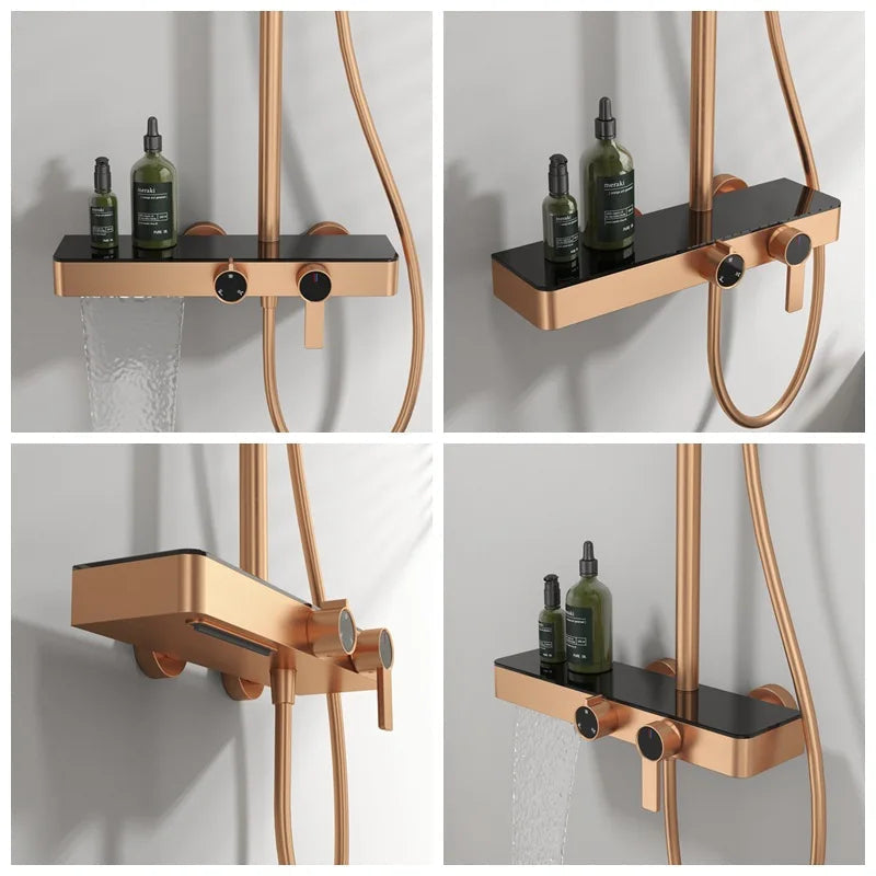 Golden Mist Dual-Mode Rainfall Shower Set