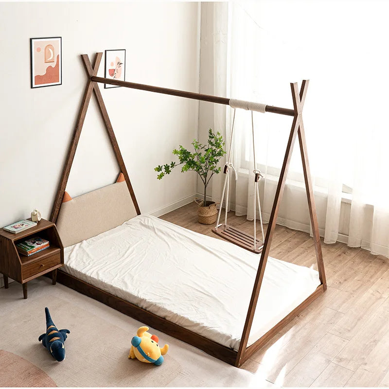 Indoor Playground Wooden Swing Kids Floor Bed