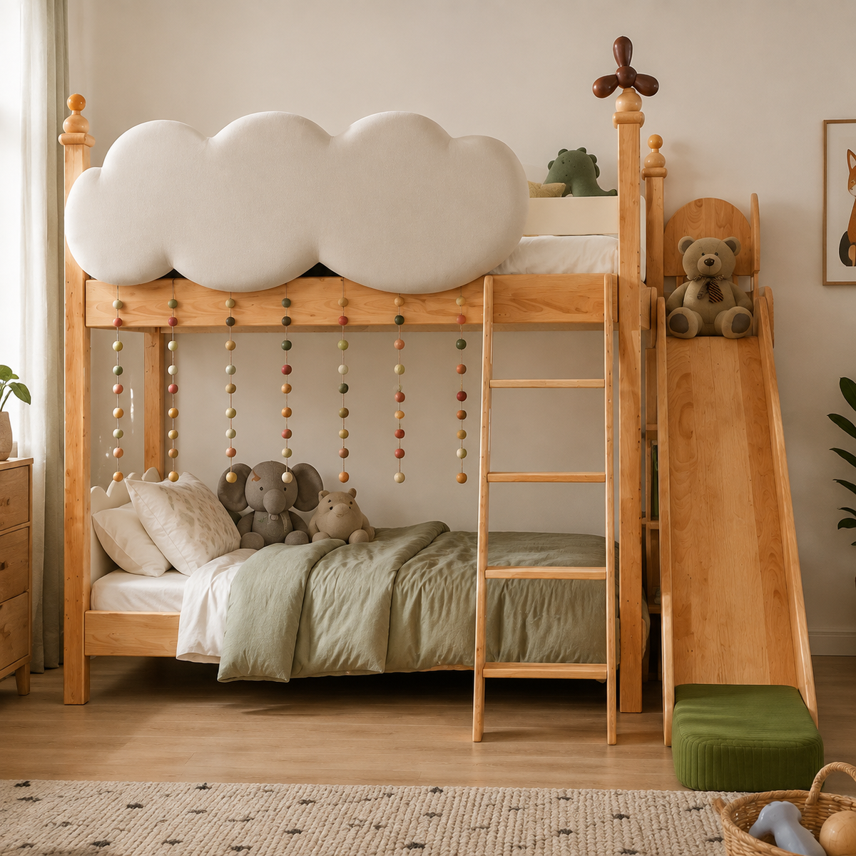 Cloud Castle Slide & Sleep Playhouse Kids Bed