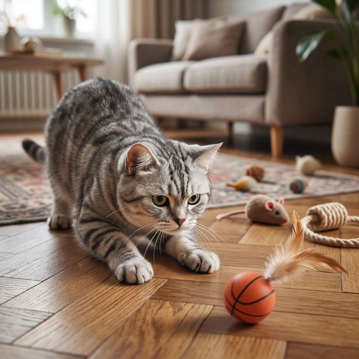 Feather Ball Cat Teaser Interactive Toy