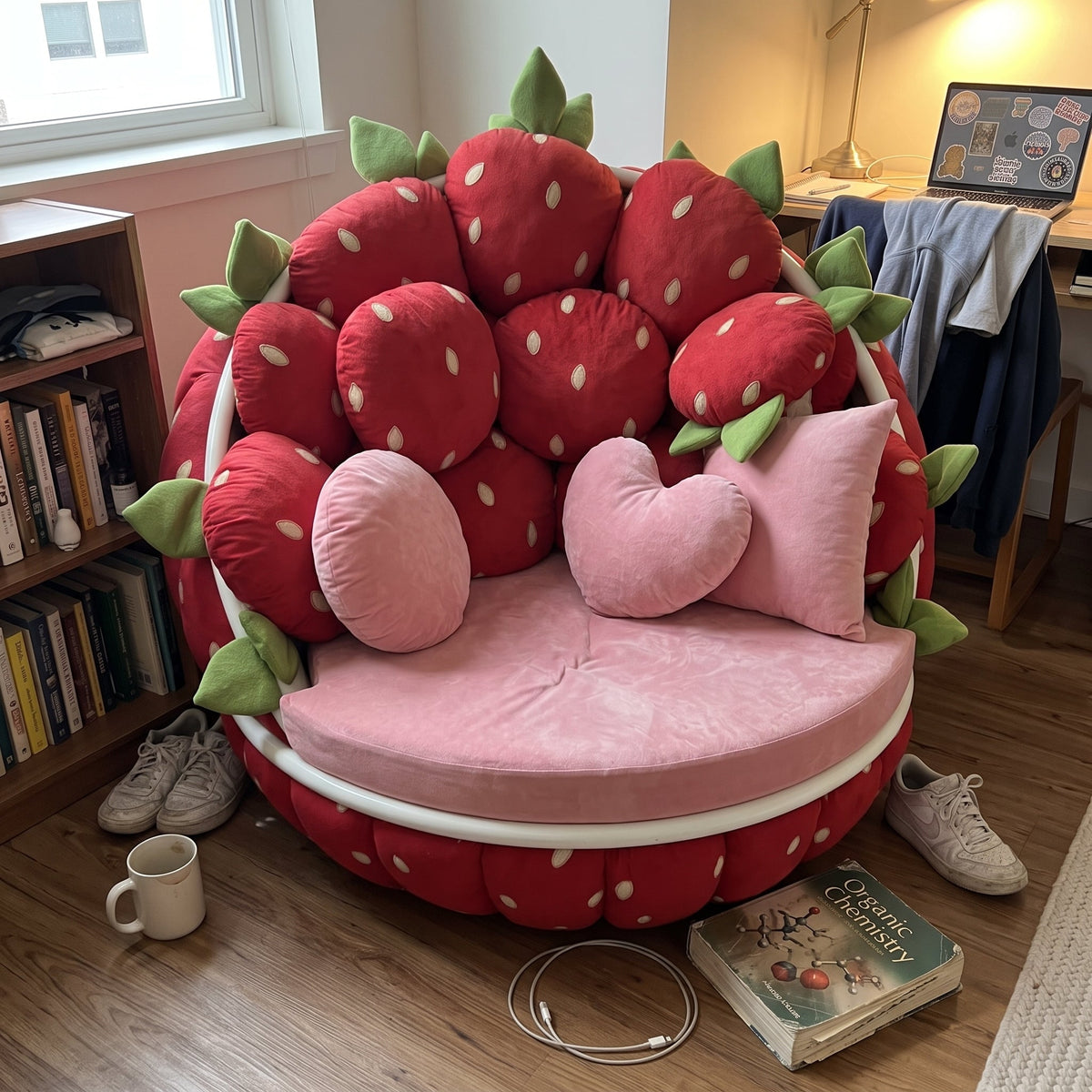 Strawberry Plush Lounge Sofa Chair
