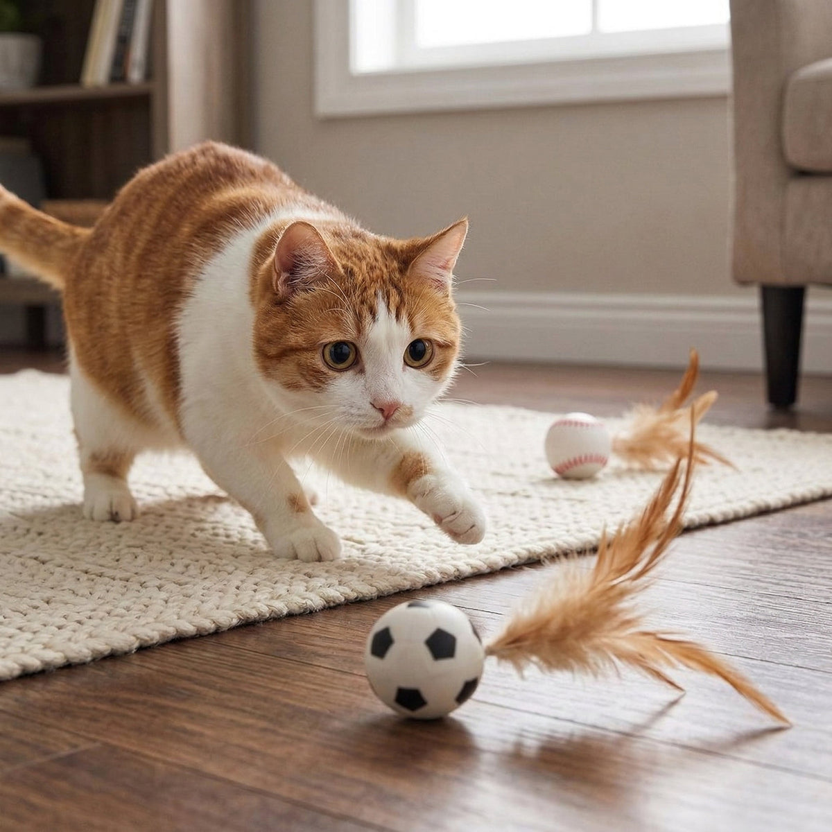 Feather Ball Cat Teaser Interactive Toy