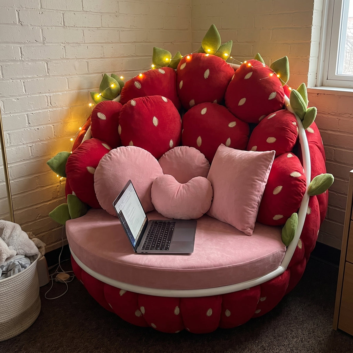 Strawberry Plush Lounge Sofa Chair