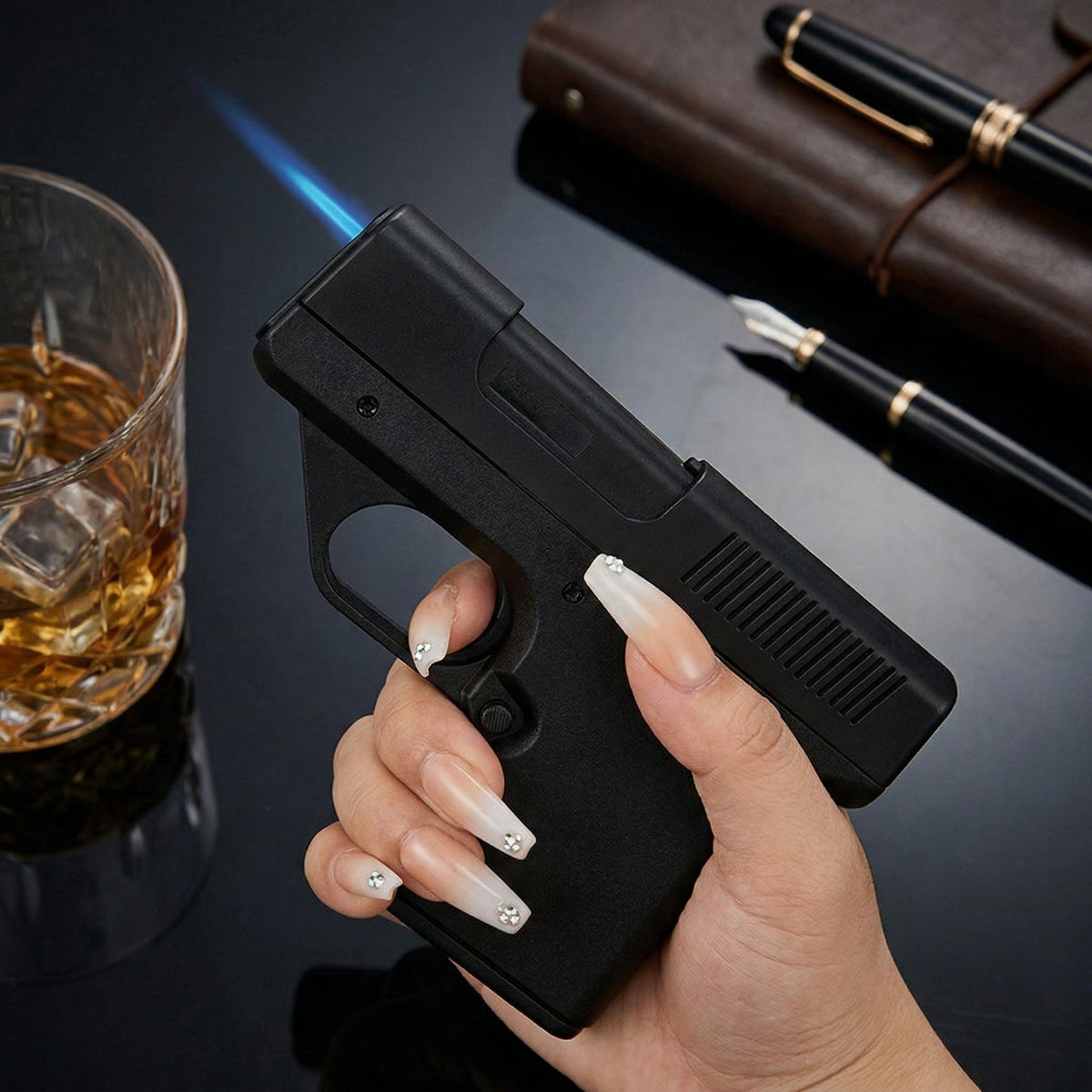 Gun Shape Secret Storage Jet Flame Lighter
