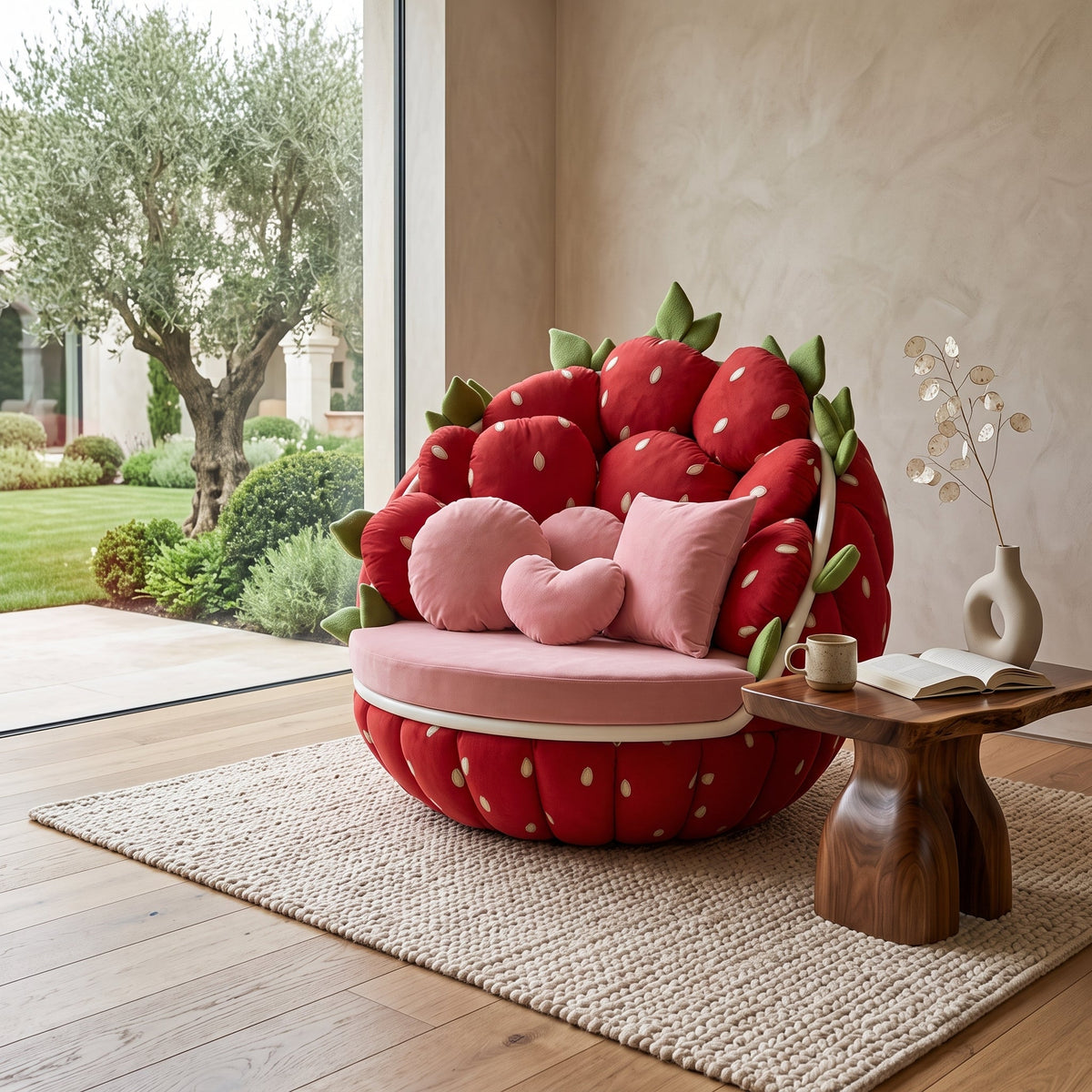 Strawberry Plush Lounge Sofa Chair