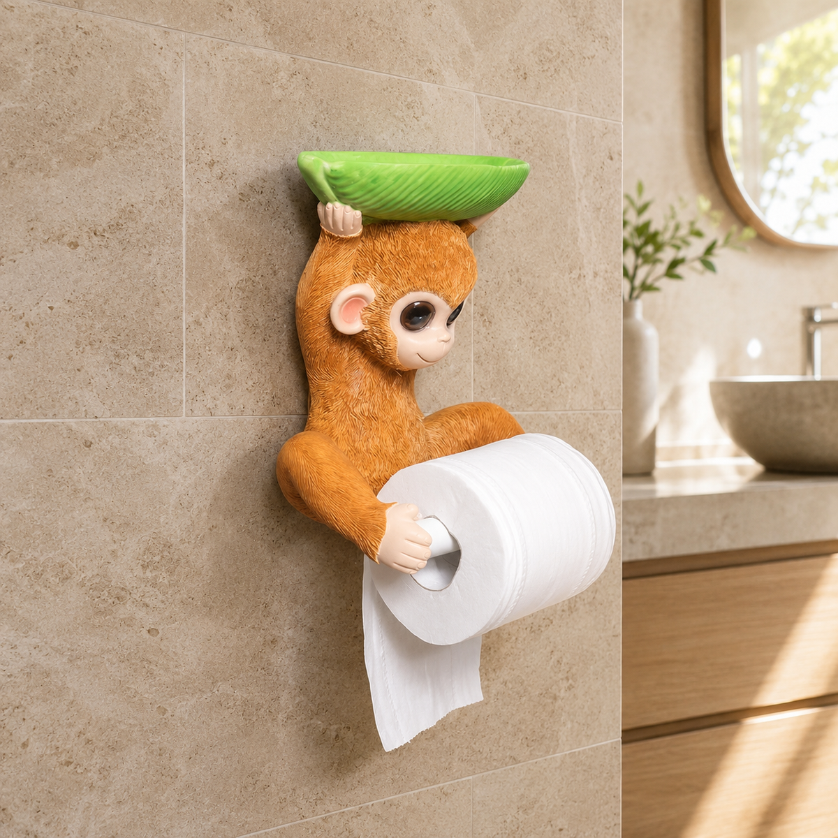 Happy Monkey Resin Toilet Paper Holder