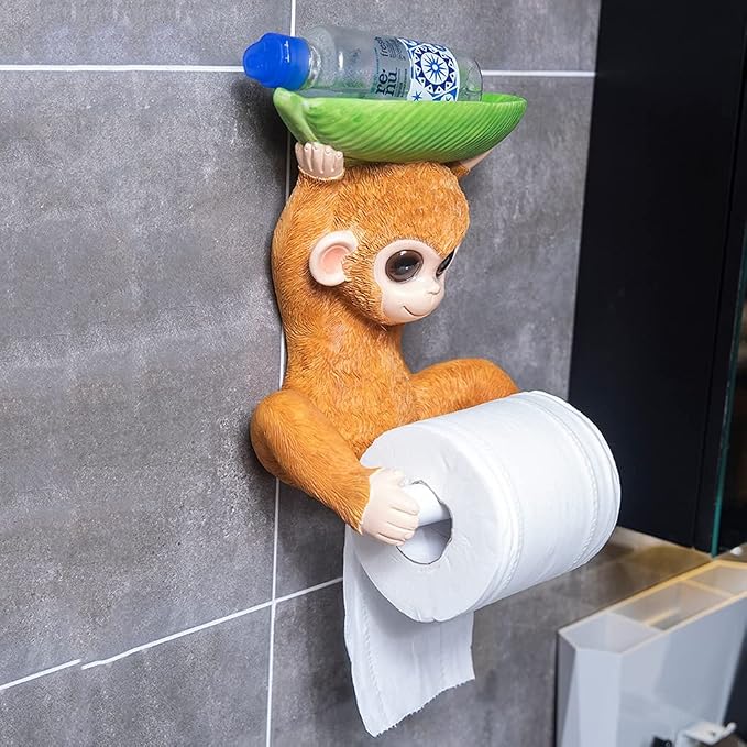 Happy Monkey Resin Toilet Paper Holder