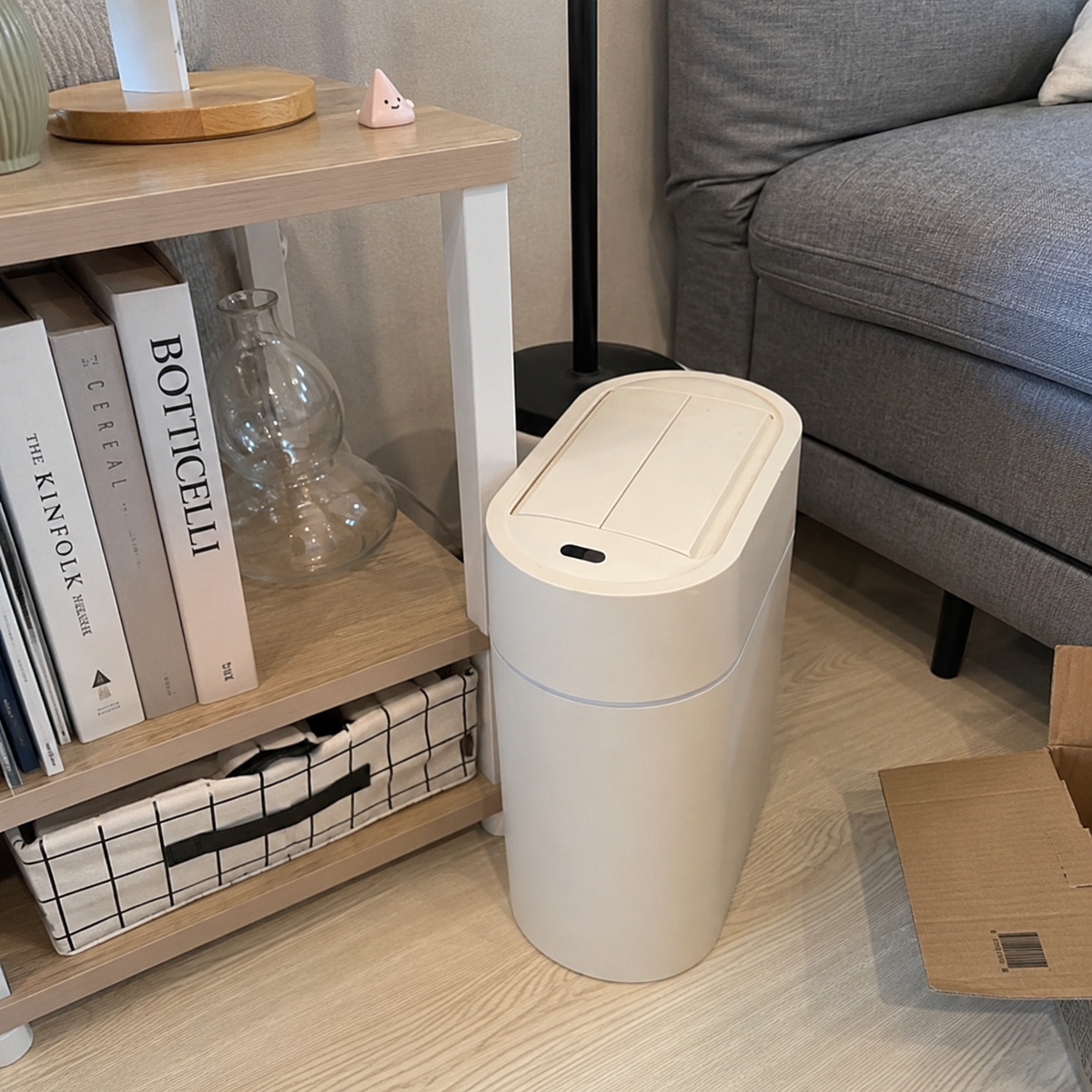 Clean Hands Touchless Slim Bathroom Wastebasket Bin