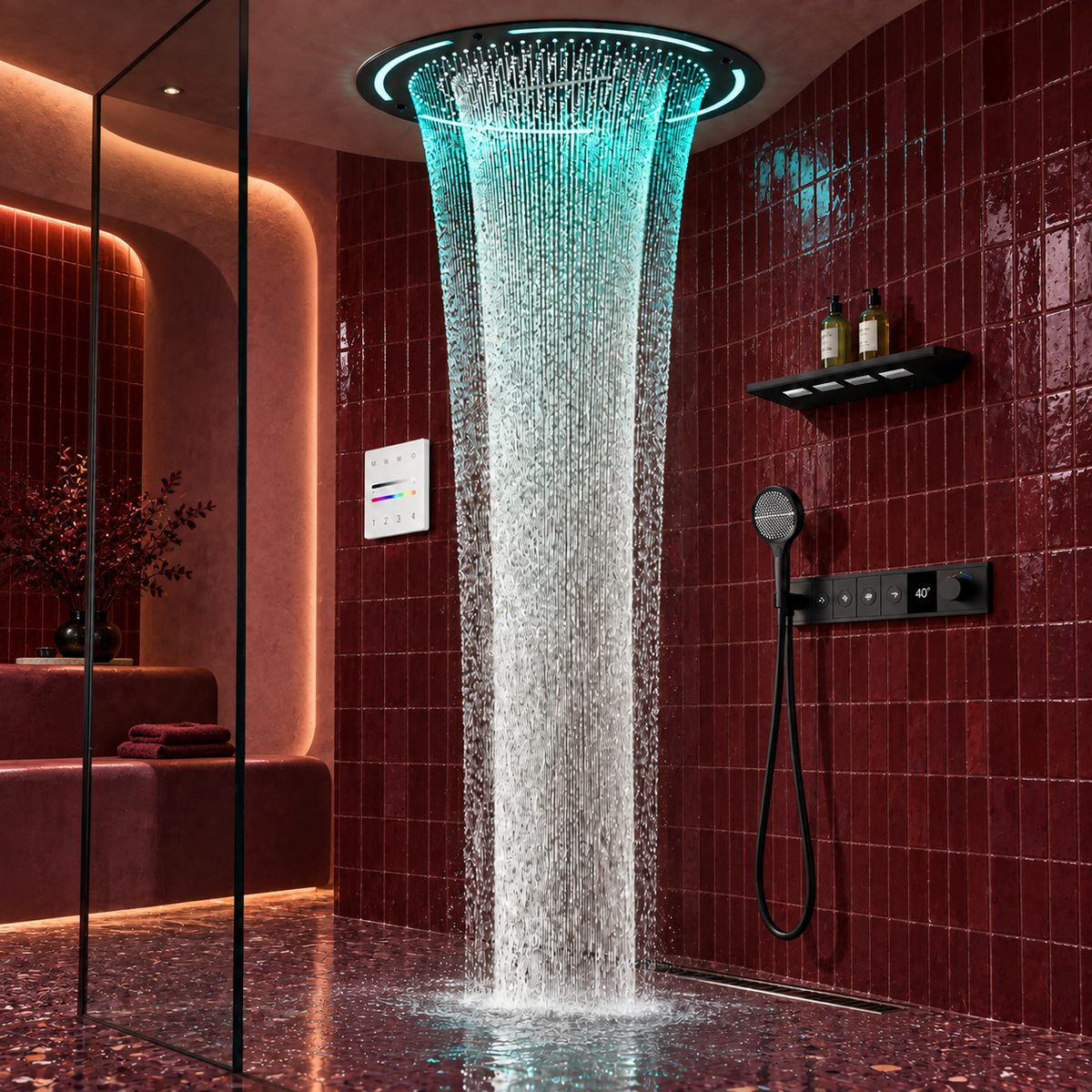 Skylight Ceiling Mounted LED Rain Shower System