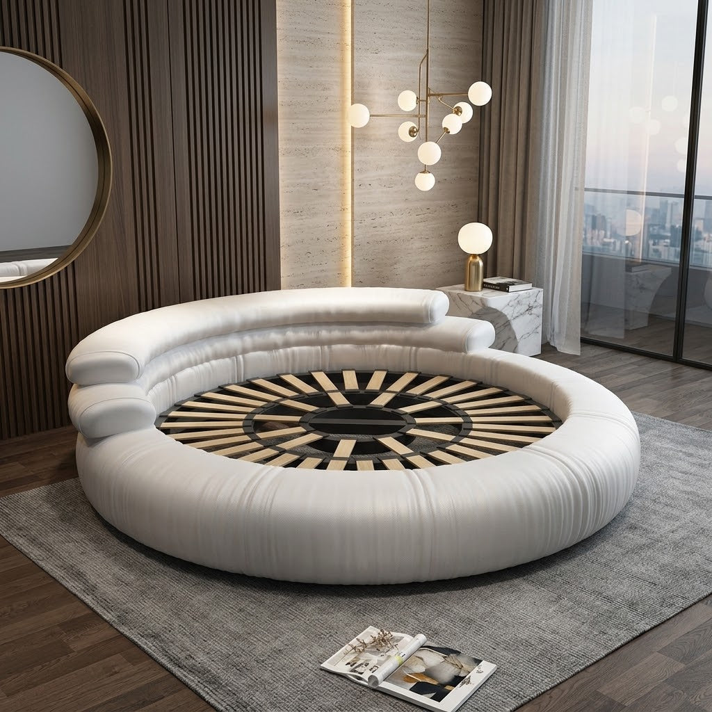 Italian Style Minimalist Circle Leather Dream Master Bed