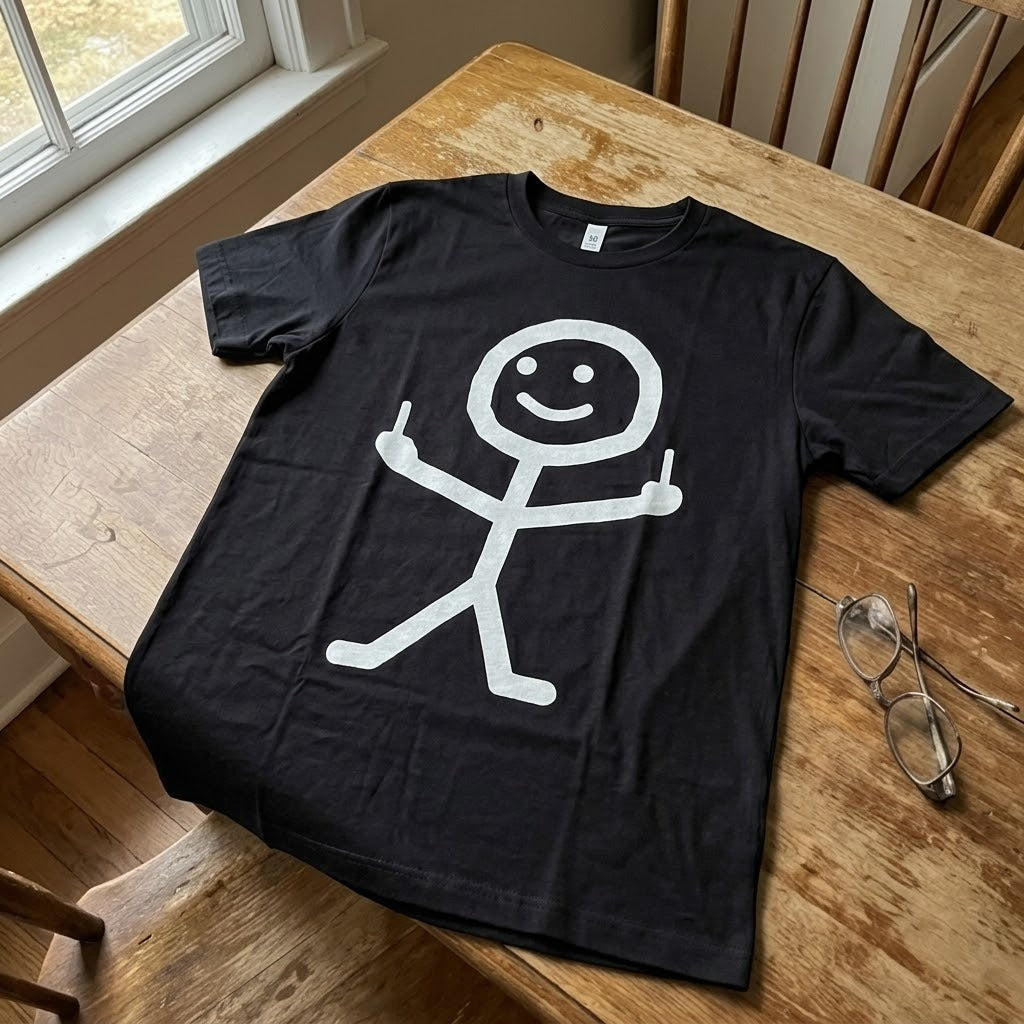 Angry Stick Figure Middle Finger T-Shirt