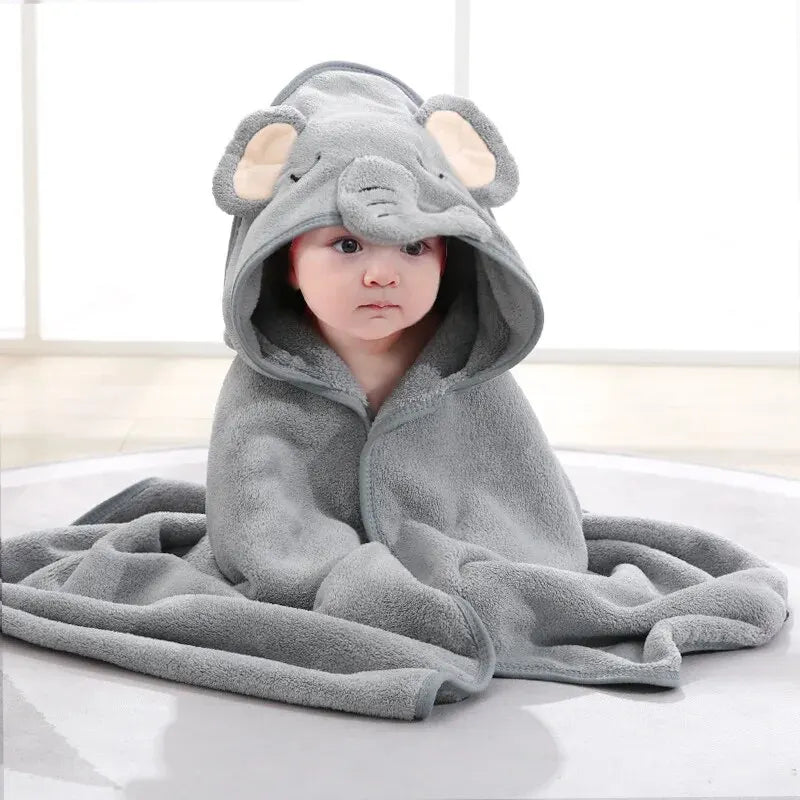 Animal-Themed Hooded Baby Bathrobe