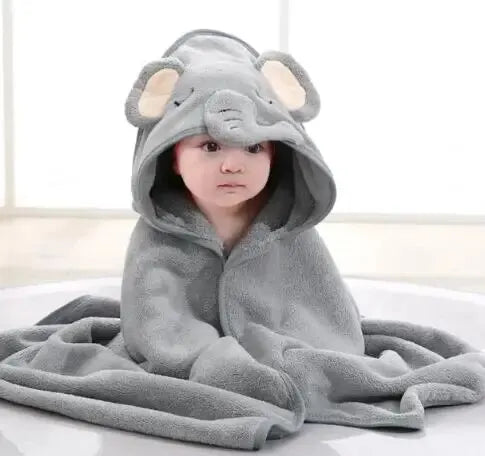 Animal-Themed Hooded Baby Bathrobe