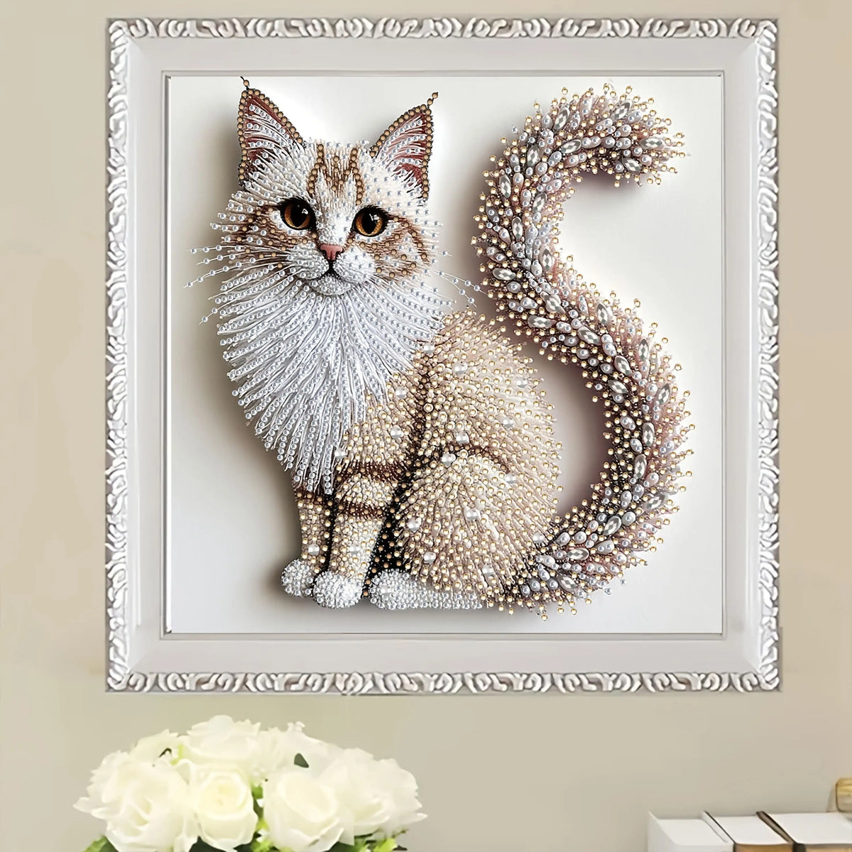 Hush Fluffy Kitten Rhinestone Wall Canvas