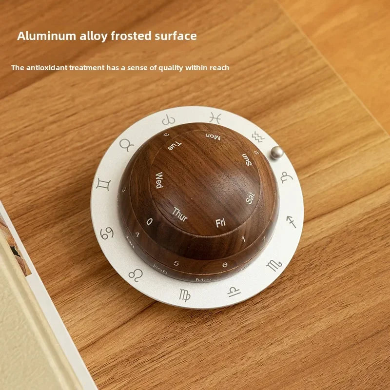 Cosmic Cycle Minimalist Rotating Wooden Calendar