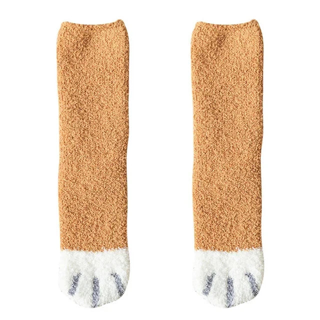 Plush Winter Cute Cat Paws Sock