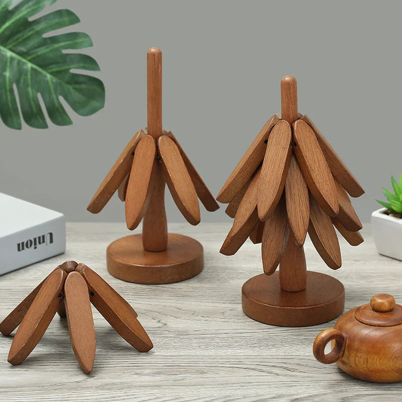 Wooden Tree Heat Resistant Coaster Set