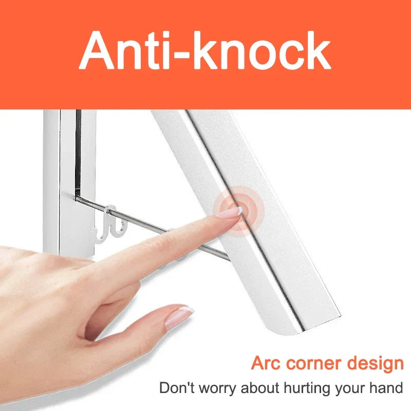 Space Saver Foldable Wall Clothes Aluminum Rack