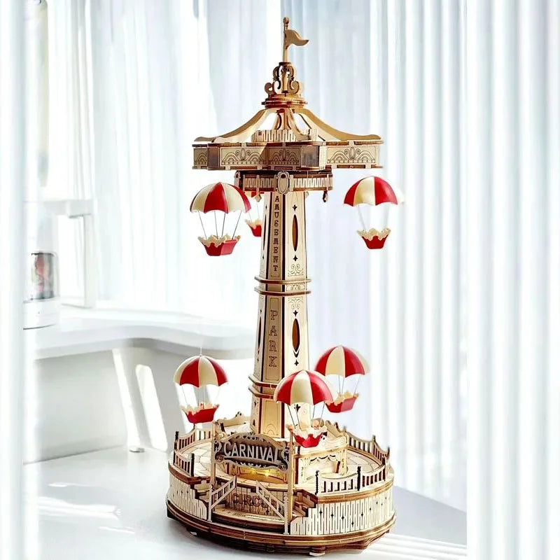 Wooden 3D Puzzle DIY Carnival Tower Kit