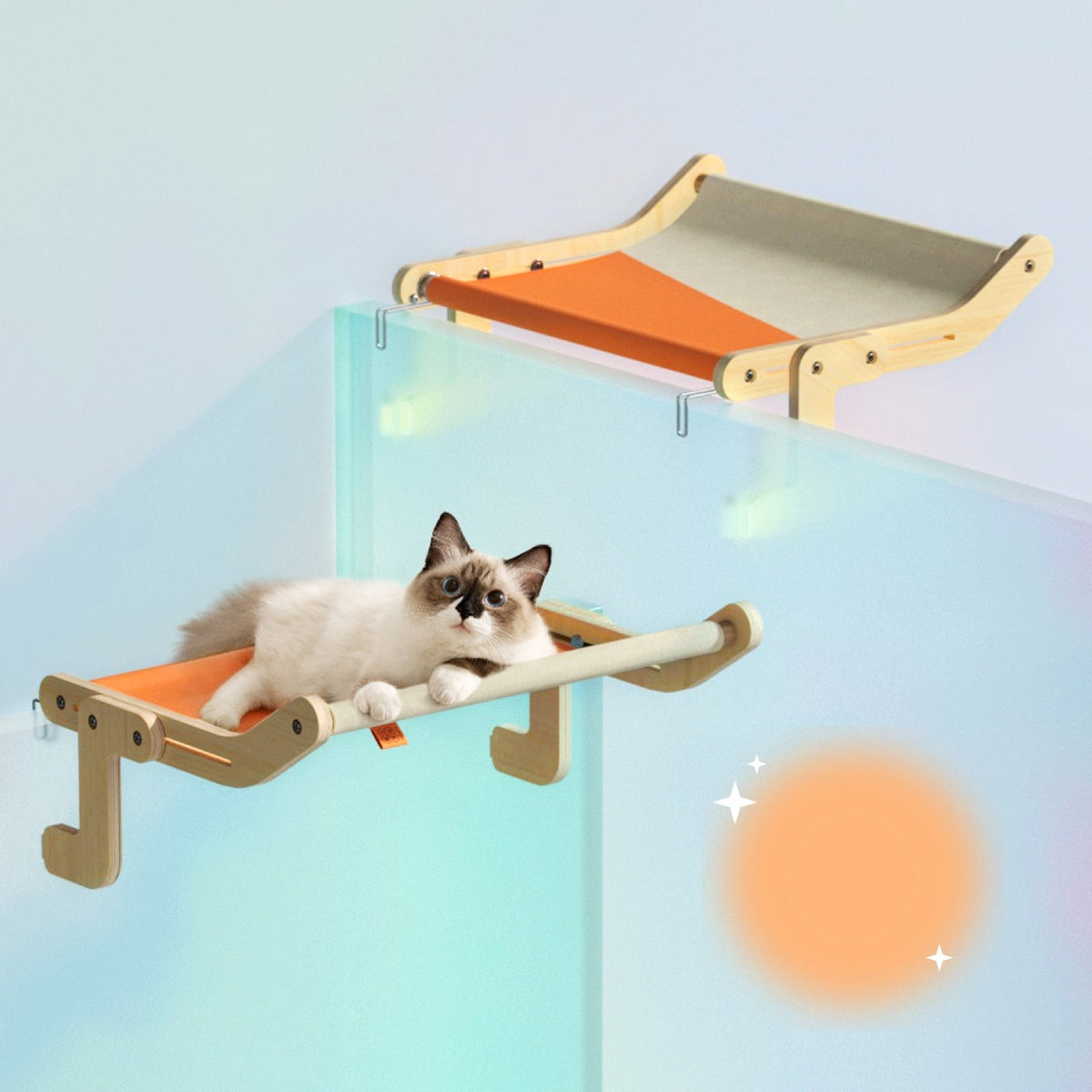 Wooden Window Cat Hanging Bed