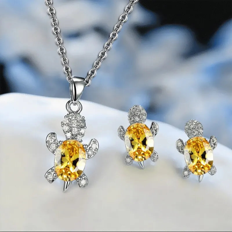 Ocean Turtle Lucky Necklace Earring Set