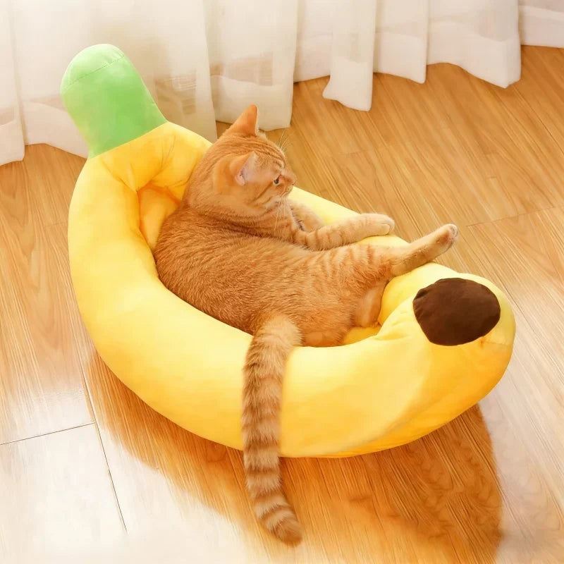 Banana Peel Plush Cat Sleeping Bed