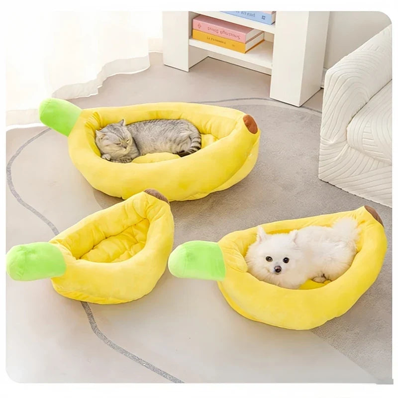 Banana Peel Plush Cat Sleeping Bed