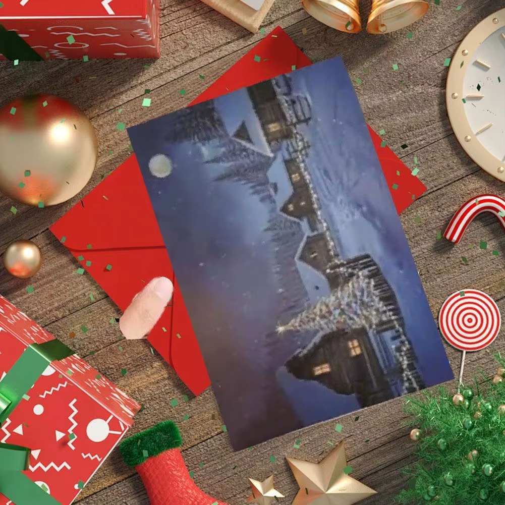 Happy Christmas Village  Light-Up Led Postcard