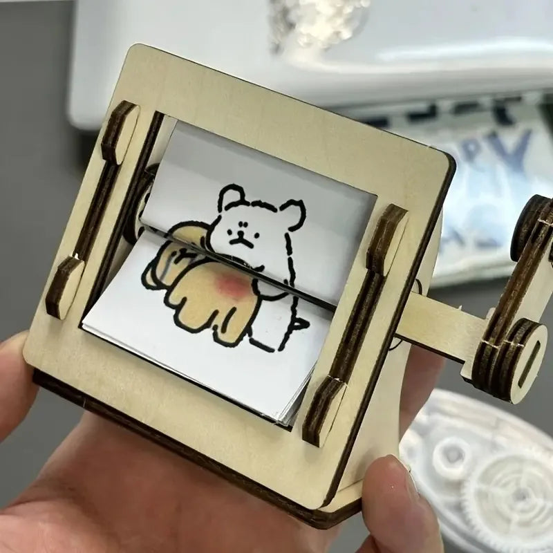 DIY Wooden Hand-Cranked Animation Machine Desktop Decor Kit