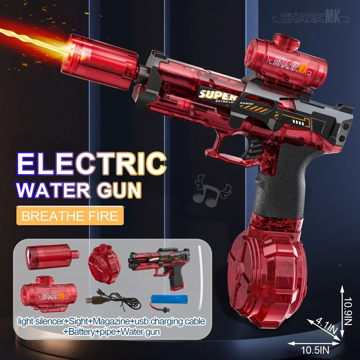 Electric Flame Effect Water Spray Blaster Toy Gun