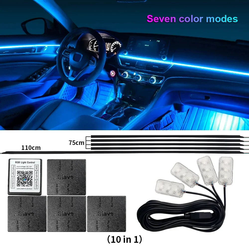 Bluetooth RGB Symphony Car Ambient Light Kit