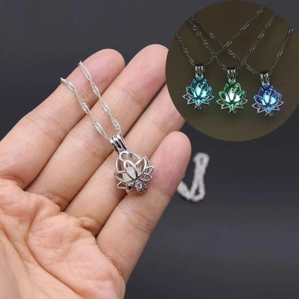 Mystic Moon Glow Lotus Necklace