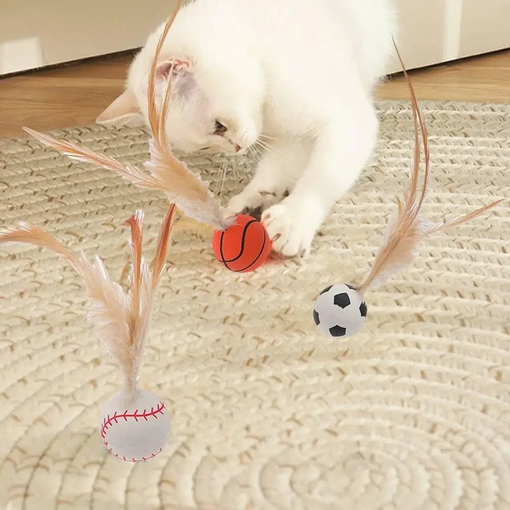 Feather Ball Cat Teaser Interactive Toy