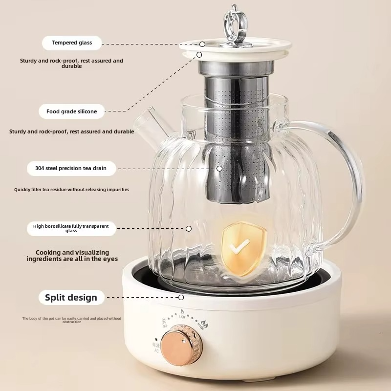 Wavy Glass Heat Adjustable Tea Maker