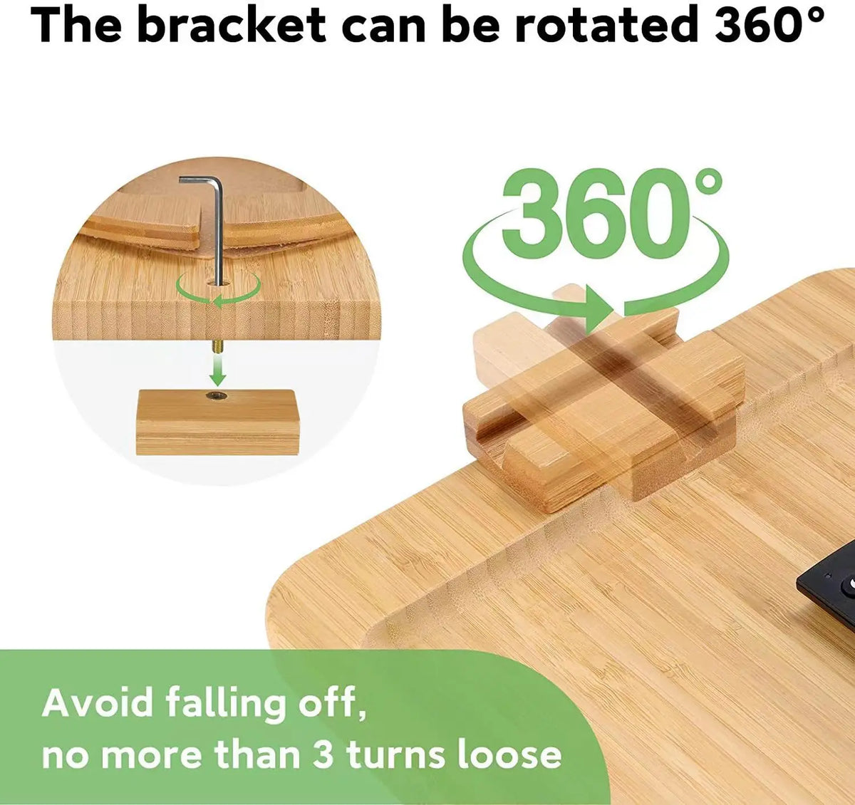 Wooden Clip-On Sofa Armrest Table Foldable Tray