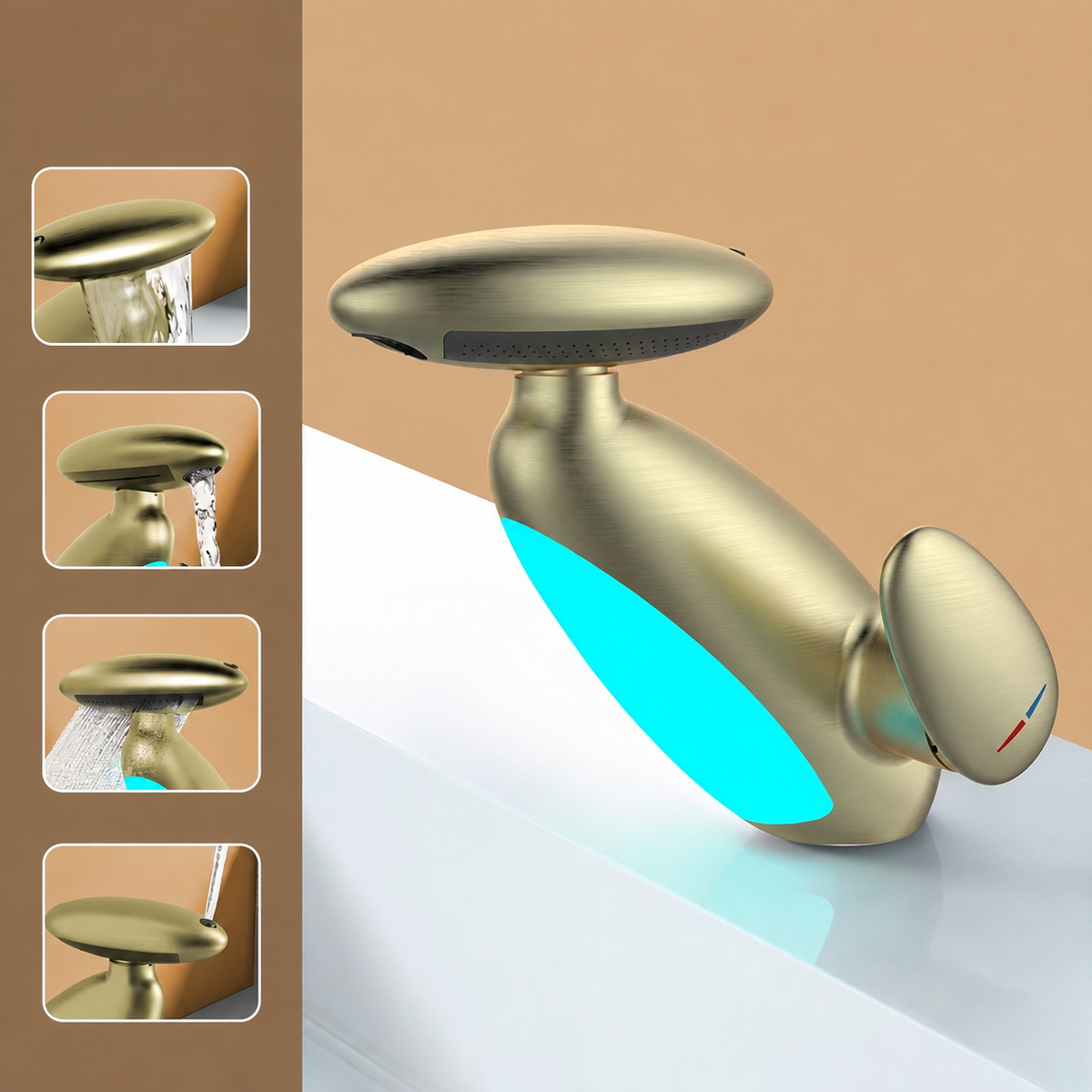 Sirena LED Whale Pull-Out Bathroom Sink Faucet