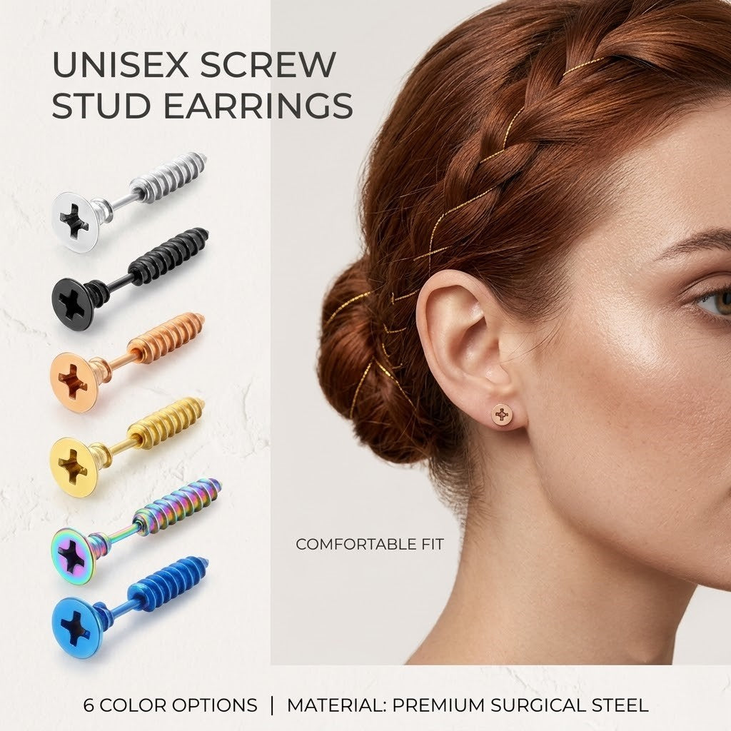 Bolt Head Industrial Screw Stud Earrings