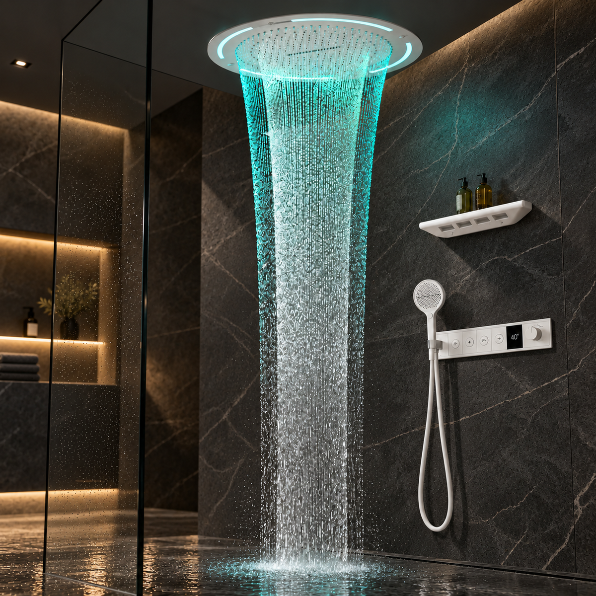 Skylight Ceiling Mounted LED Rain Shower System