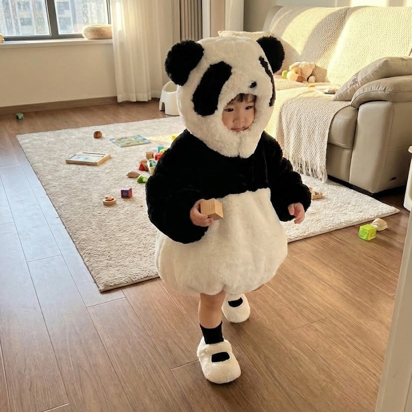 Sweet Panda Plush Kids Hooded Onesie