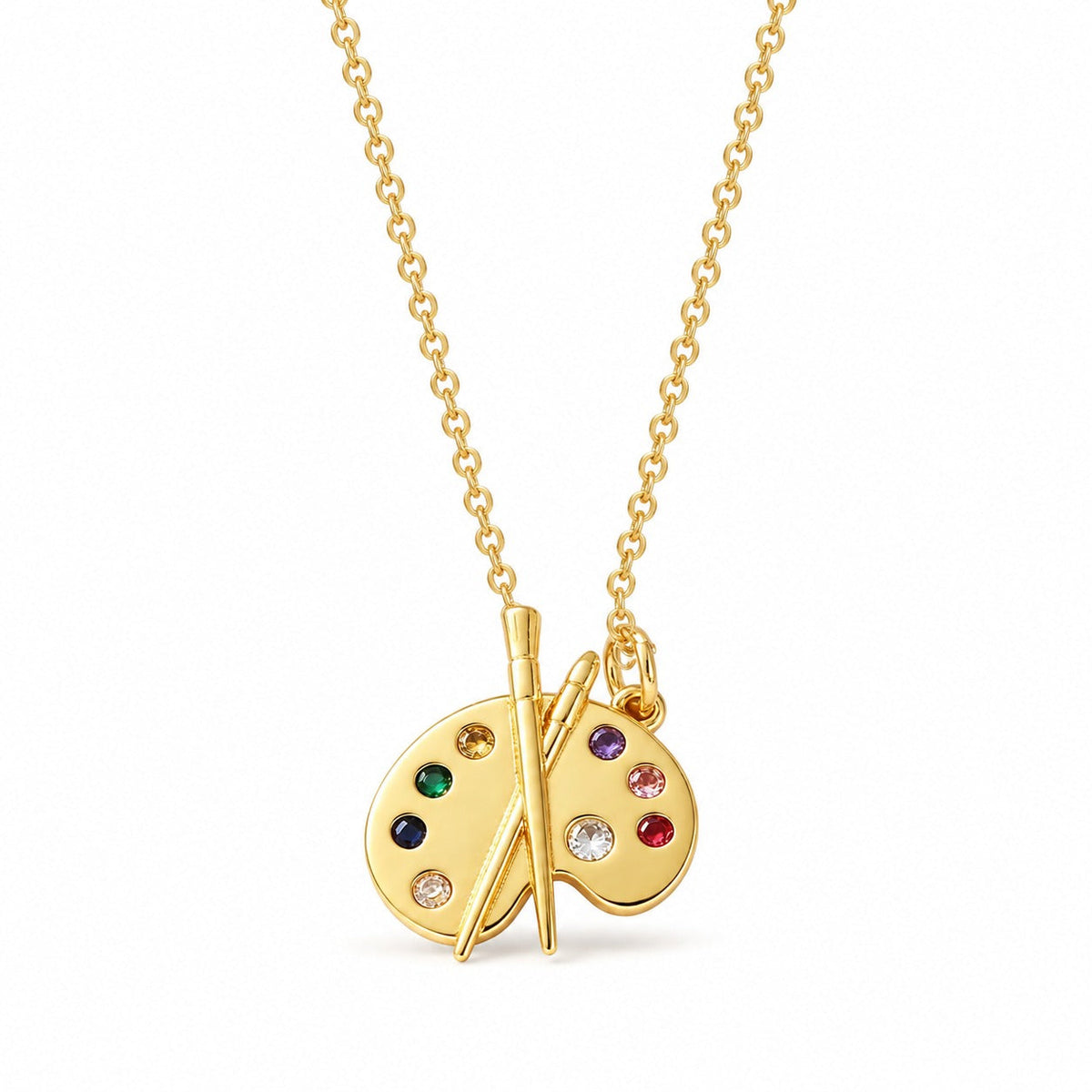 Artist Palette Gemstone Pendant Necklace