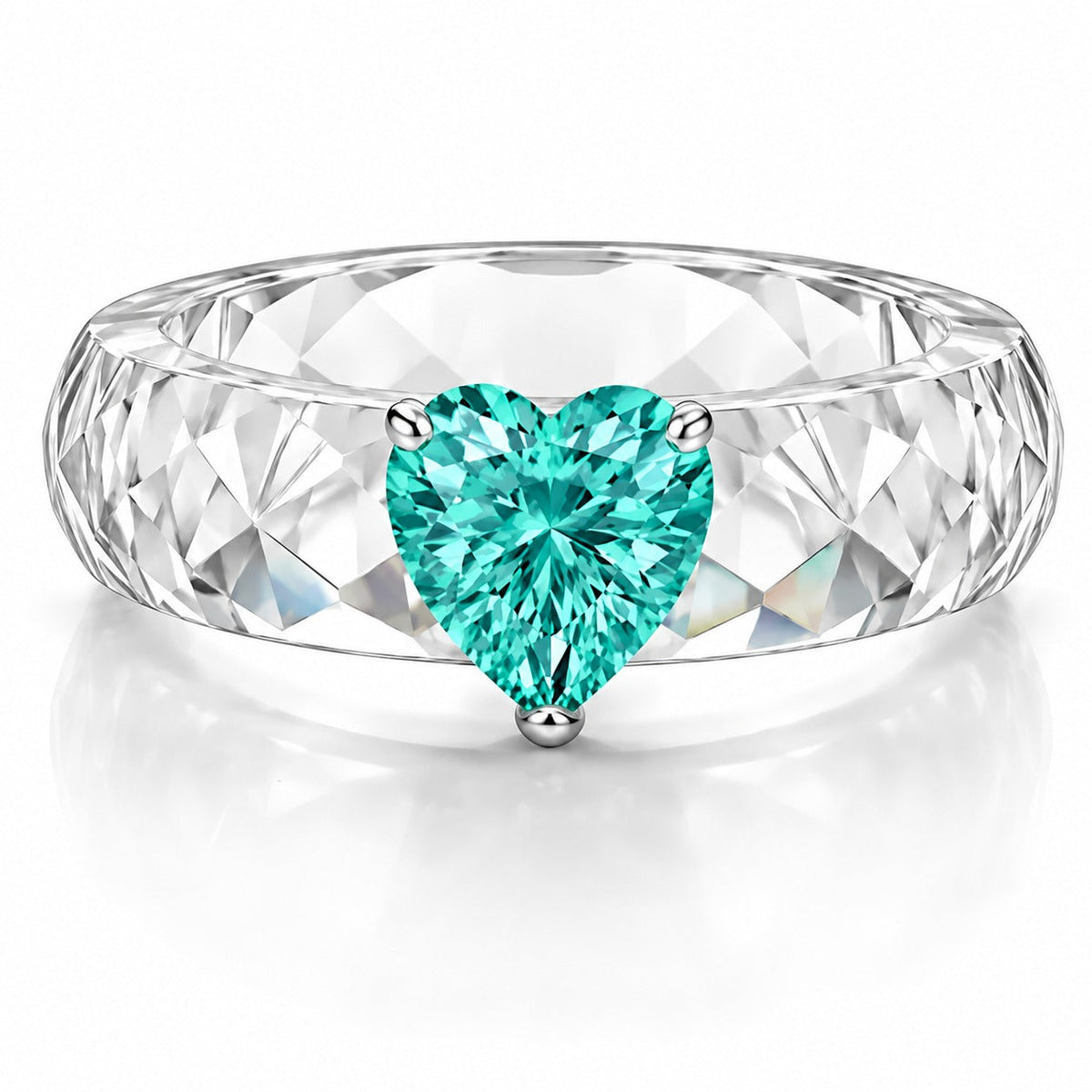 Blush Bloom Crystal Heart Ring